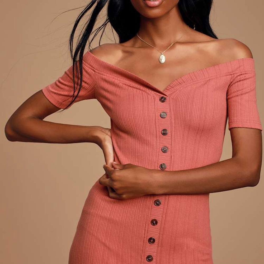 Lulu's Orange Tan Sleeveless Sheath Midi Dress V-Neck Work